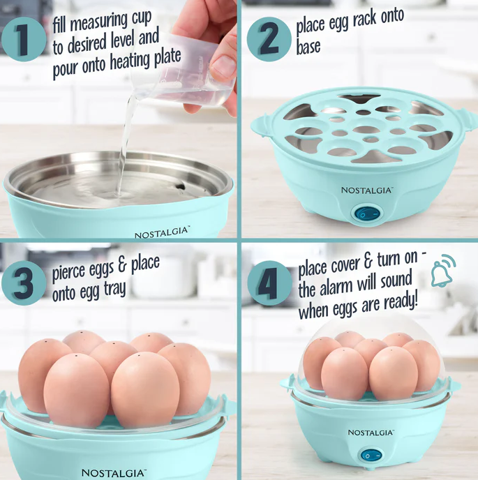 Nostalgia - Retro Egg Cooker Aqua 7-Egg  Electric - 1/1EA