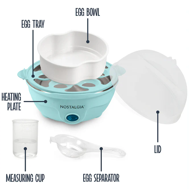 Nostalgia - Retro Egg Cooker Aqua 7-Egg  Electric - 1/1EA
