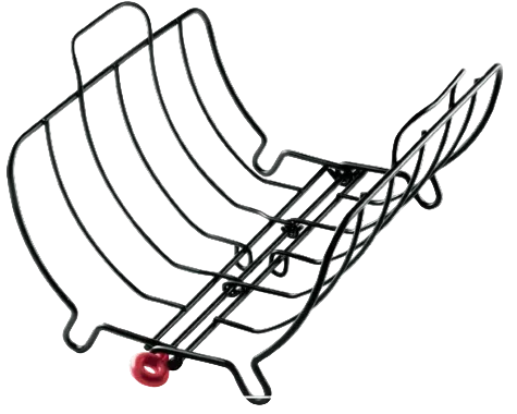 Browne® 746780 Collapsible Roast Rack holding a turkey on white background