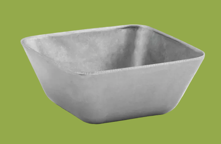 Front of the House Mod 3 oz. Square Antique Finish Stainless Steel Ramekin DSD068ANS23 on white background