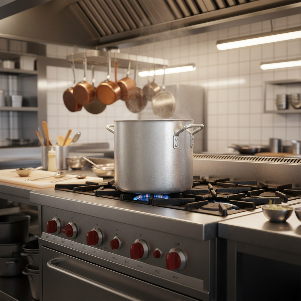 Browne® 8 Qt Aluminum Stock Pot 5813108 on white background