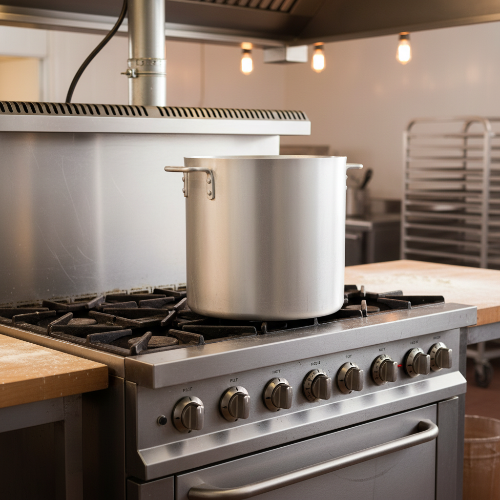 Browne® Thermalloy 16 Qt Aluminum Stock Pot 5813116 on white background