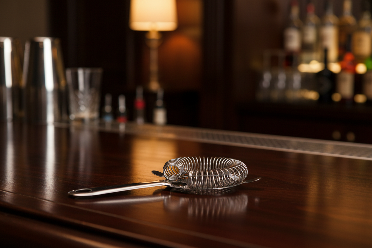 Browne 57507 Stainless Steel Hawthorne Bar Strainer  on white baxkground