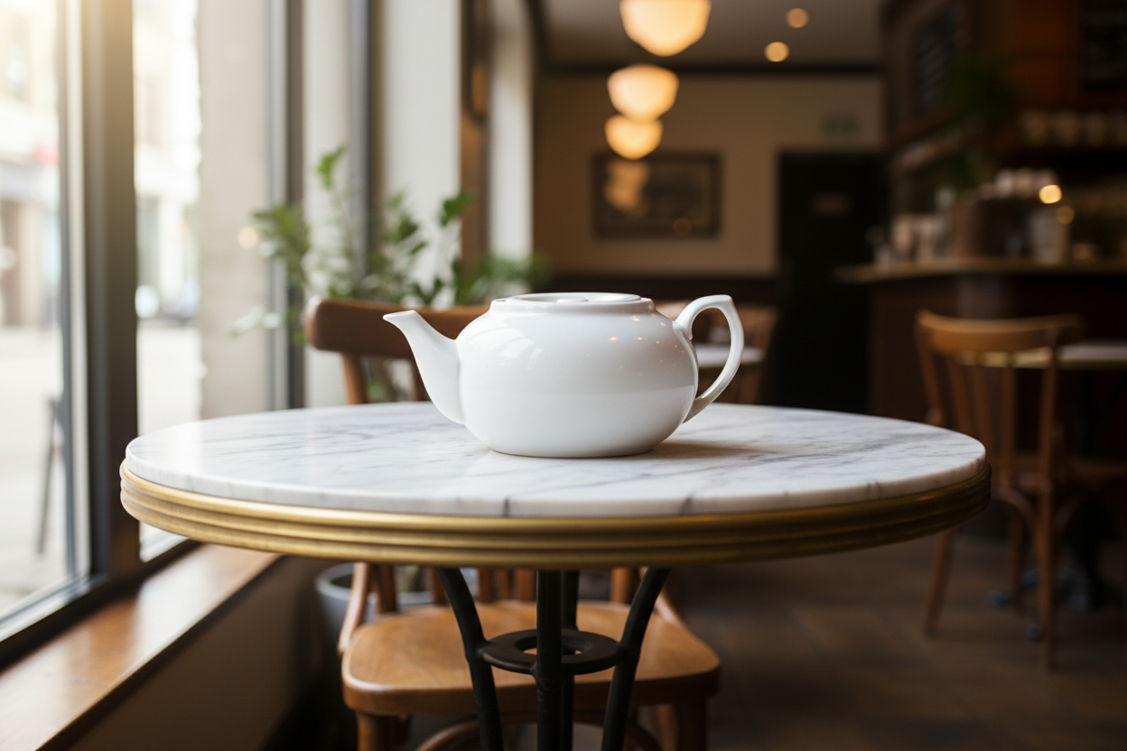 Browne® 563933 6 oz Teapot - Porcelain, White on white backround