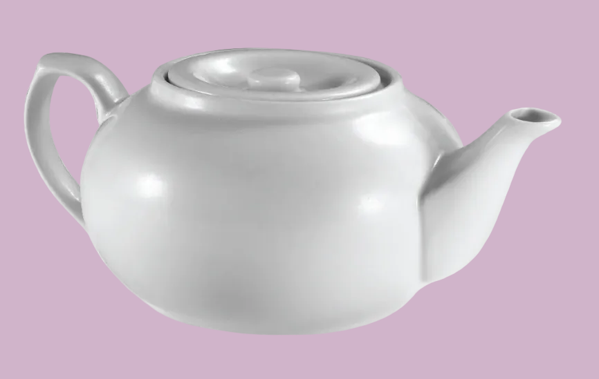 Browne® 563933 6 oz Teapot - Porcelain, White on white backround