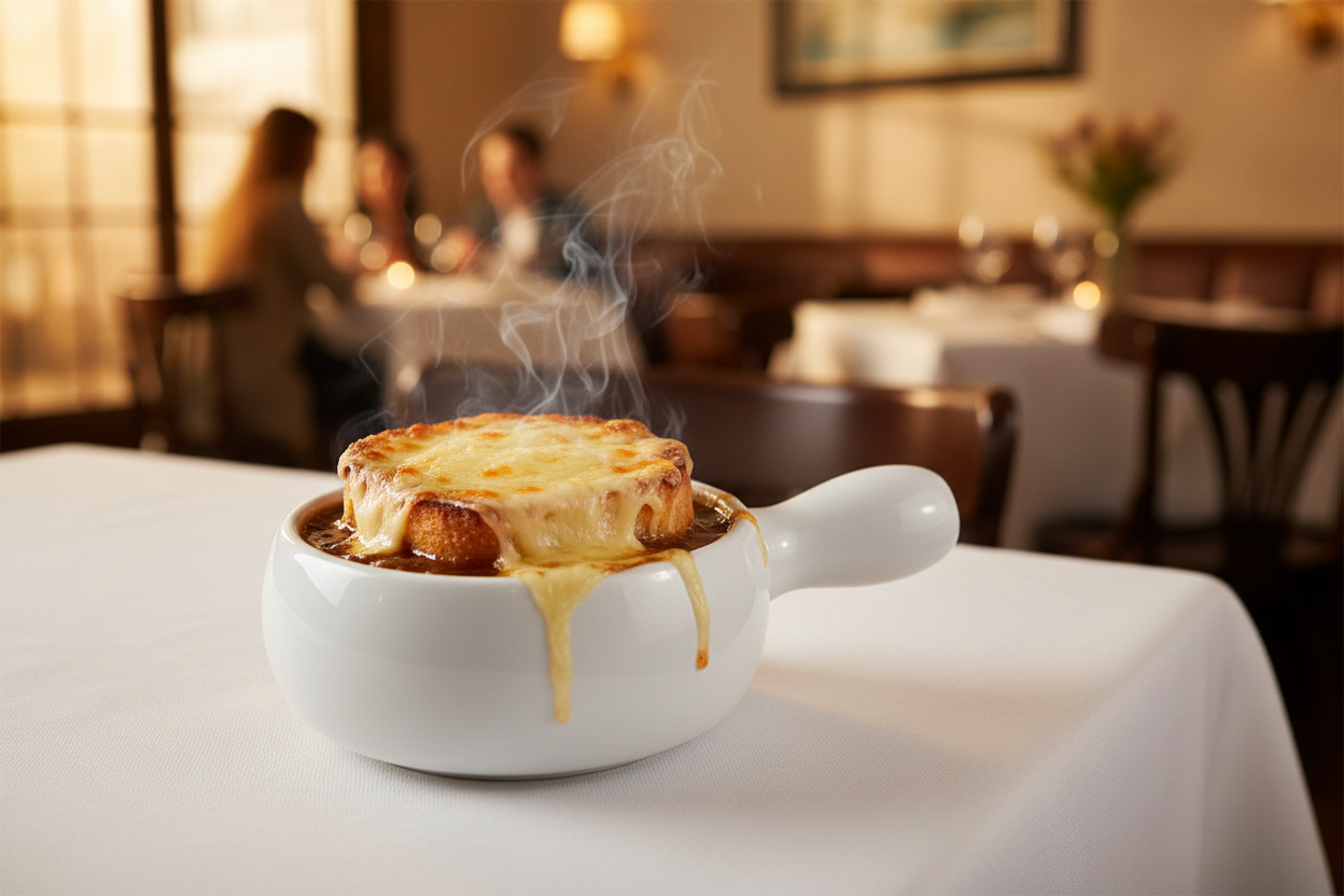 Browne - Onion Soup Bowl, w/ Side Handle, 16 oz, Ceramic, 744053W - (Case of 4)