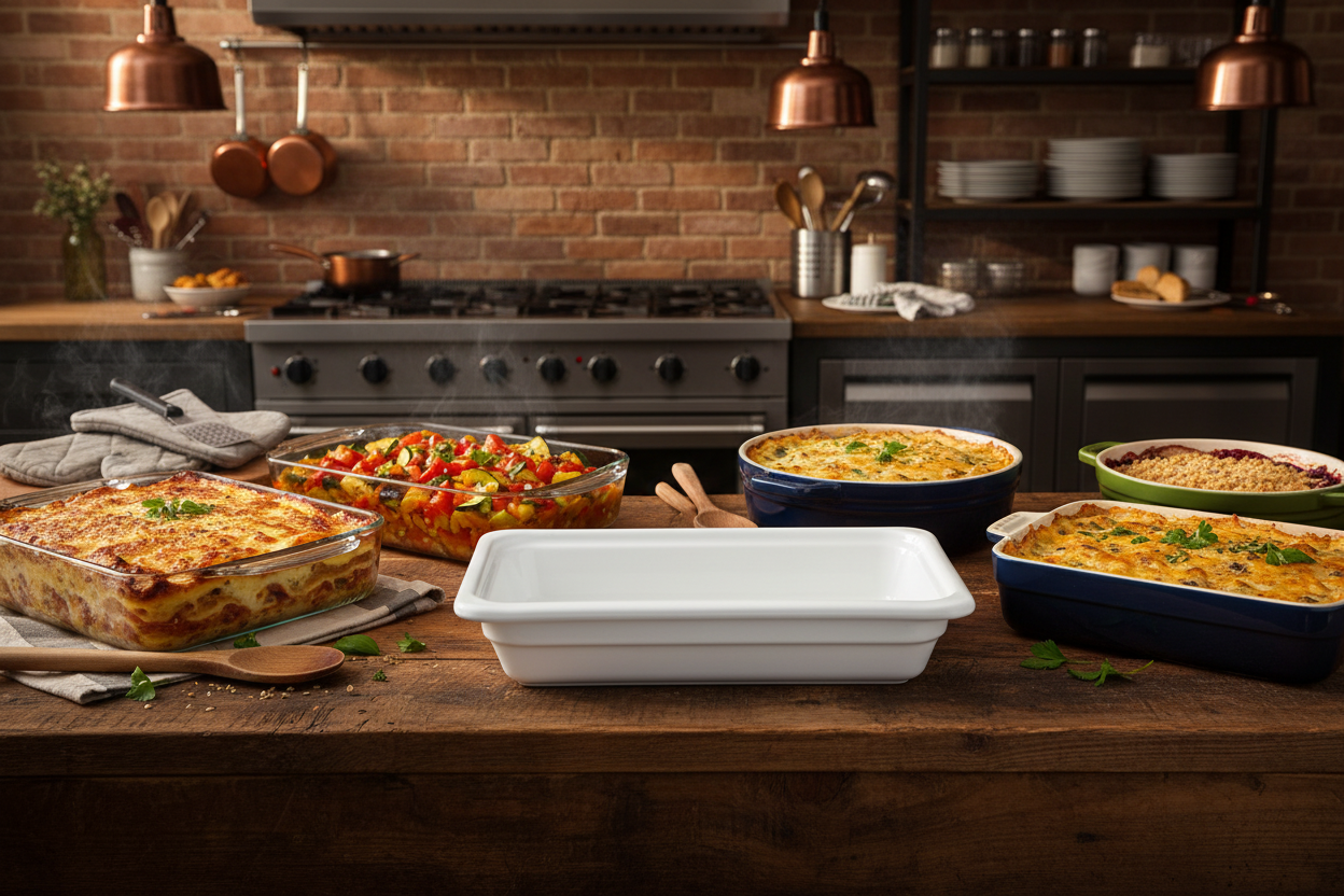 Emile Henry - Ceramic Food Pan, 1/2 Size, White, 91053426 - 1/1EA