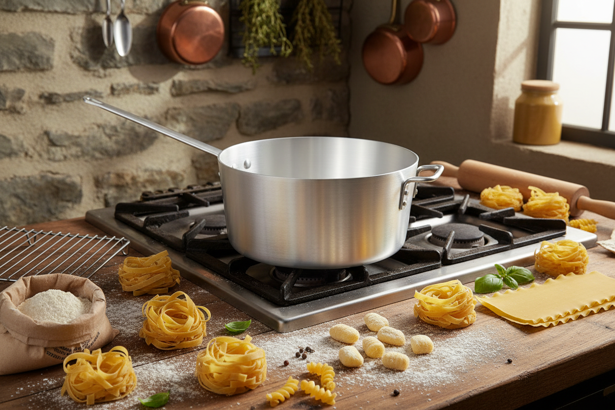 Browne® 11 Qt Aluminum Sauce Pan 5813911 on white background
