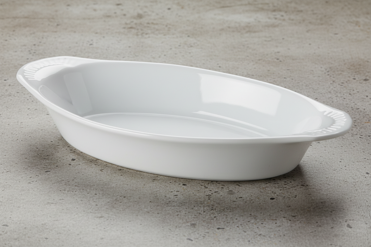 Browne - Lasagna Baking Dish, Oval, Porcelain, White, 564012W - 1/1EA