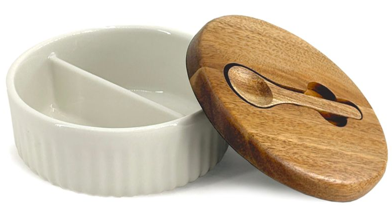 BIA - Divided Salt Keeper, Acacia Spoon & Lid, 9250528WH