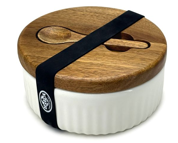 BIA - Divided Salt Keeper, Acacia Spoon & Lid, 9250528WH