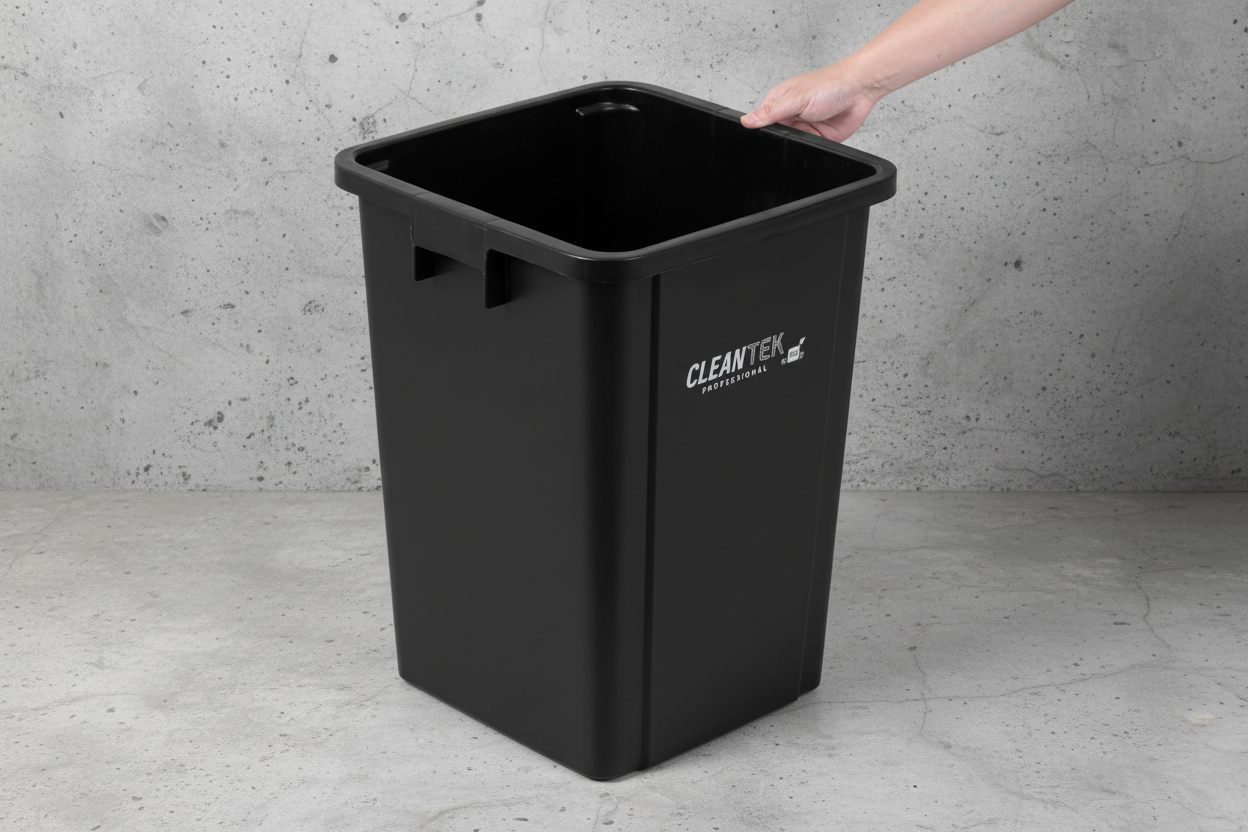 Clean Tek - Garbage Can, 19 Gal, Square, Black, RWT2017B