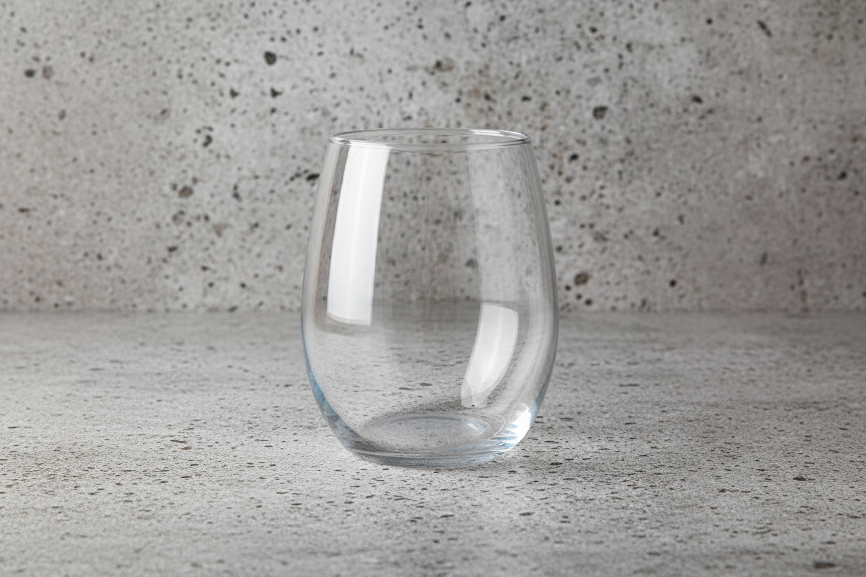Libbey Stemless Wine Glass 15oz empty on white background
