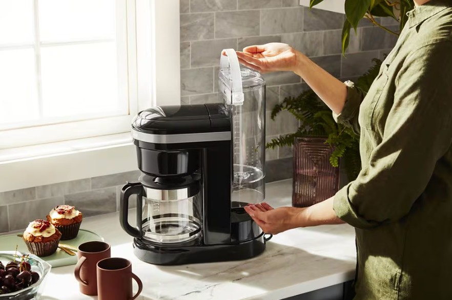 KitchenAid 12 Cup Drip Coffee Maker side view empty