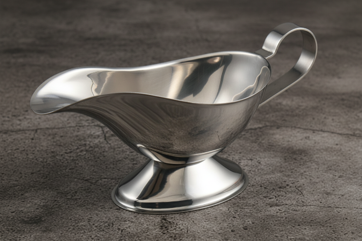 Browne® 515040 5 oz Stainless Steel Gravy Boat on translucent background