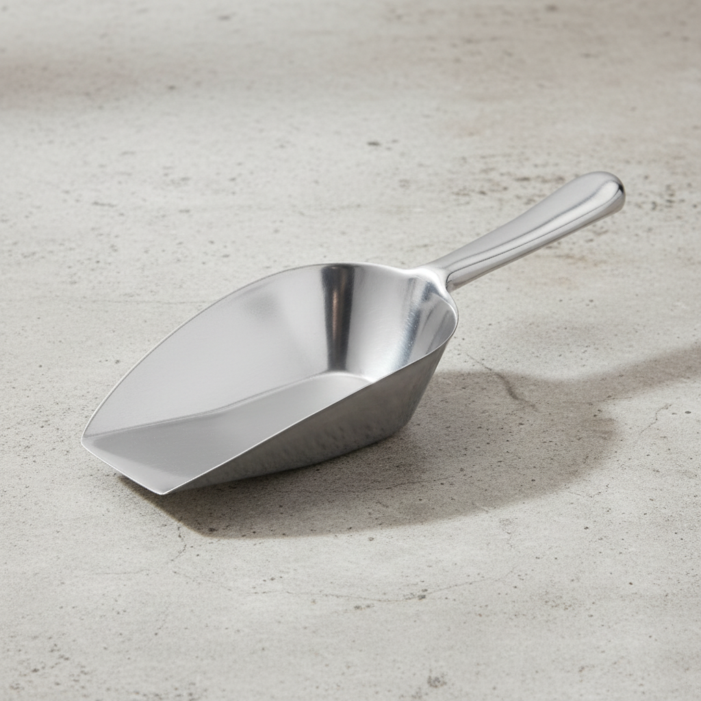Browne 2 oz Aluminum Flat Bottom Scoop 574251