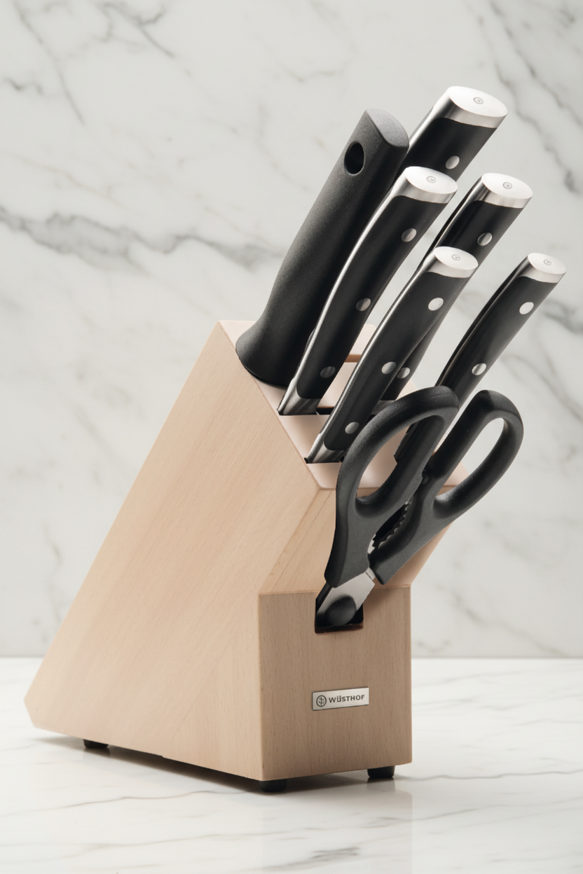 Wusthof Classic Ikon 8 Pc Knife Beechwood Block Set 1090370701