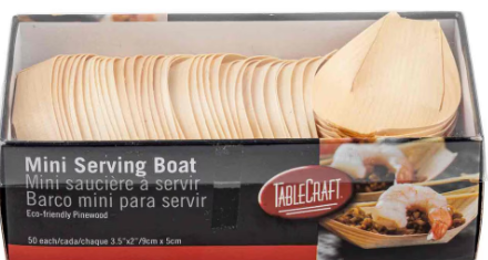 Tablecraft 1 oz Mini Disposable Serving Boat BAMDB3 - (Pack of 50)