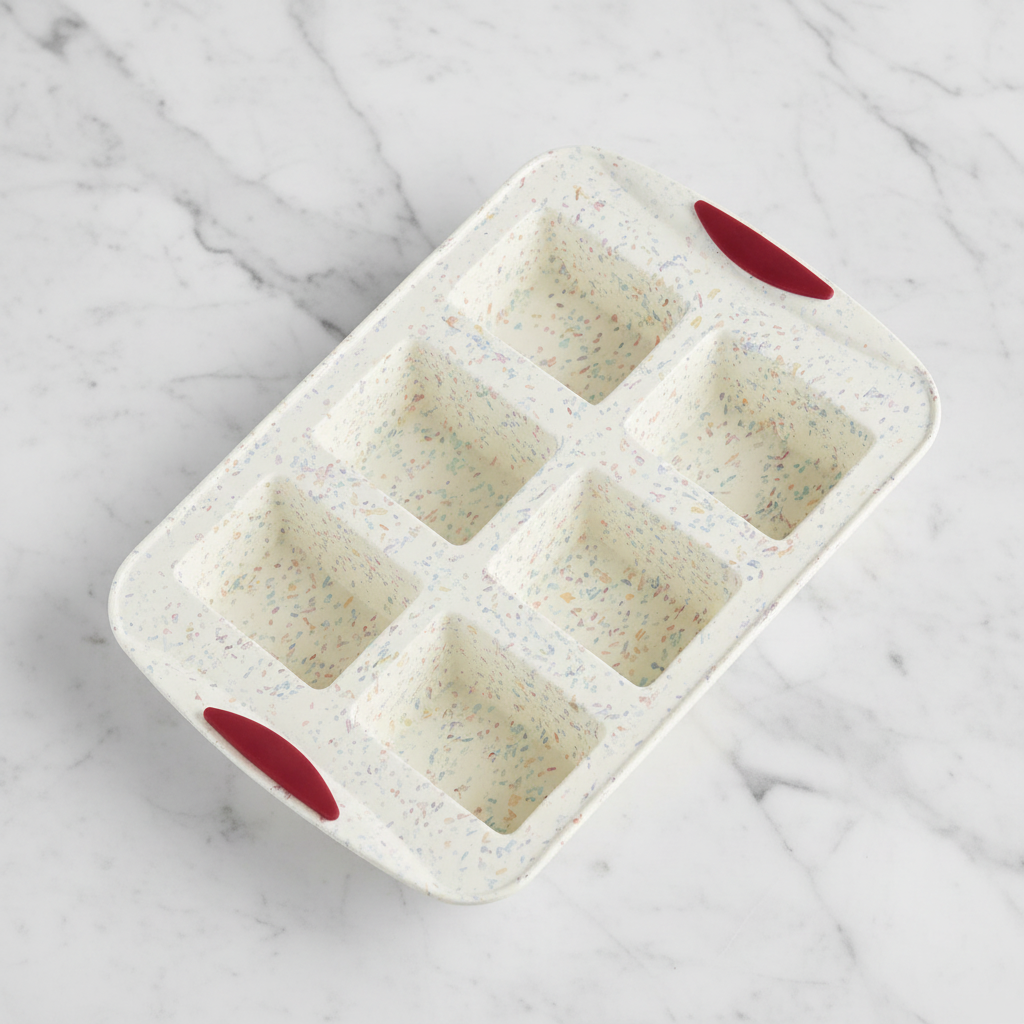 Trudeau 6 Count Mini Loaf Pan Confetti Fuchsia on white background