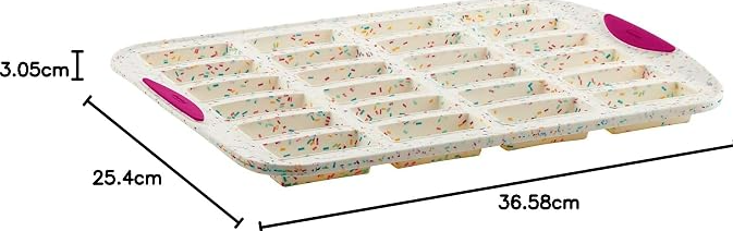 Trudeau 24 Slot Mini Bar Pan Silicone Bakeware Confetti White  on white background