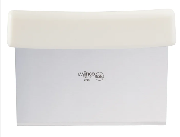 Winco 6" x 3" Dough Cutter White Handle DSC-2W