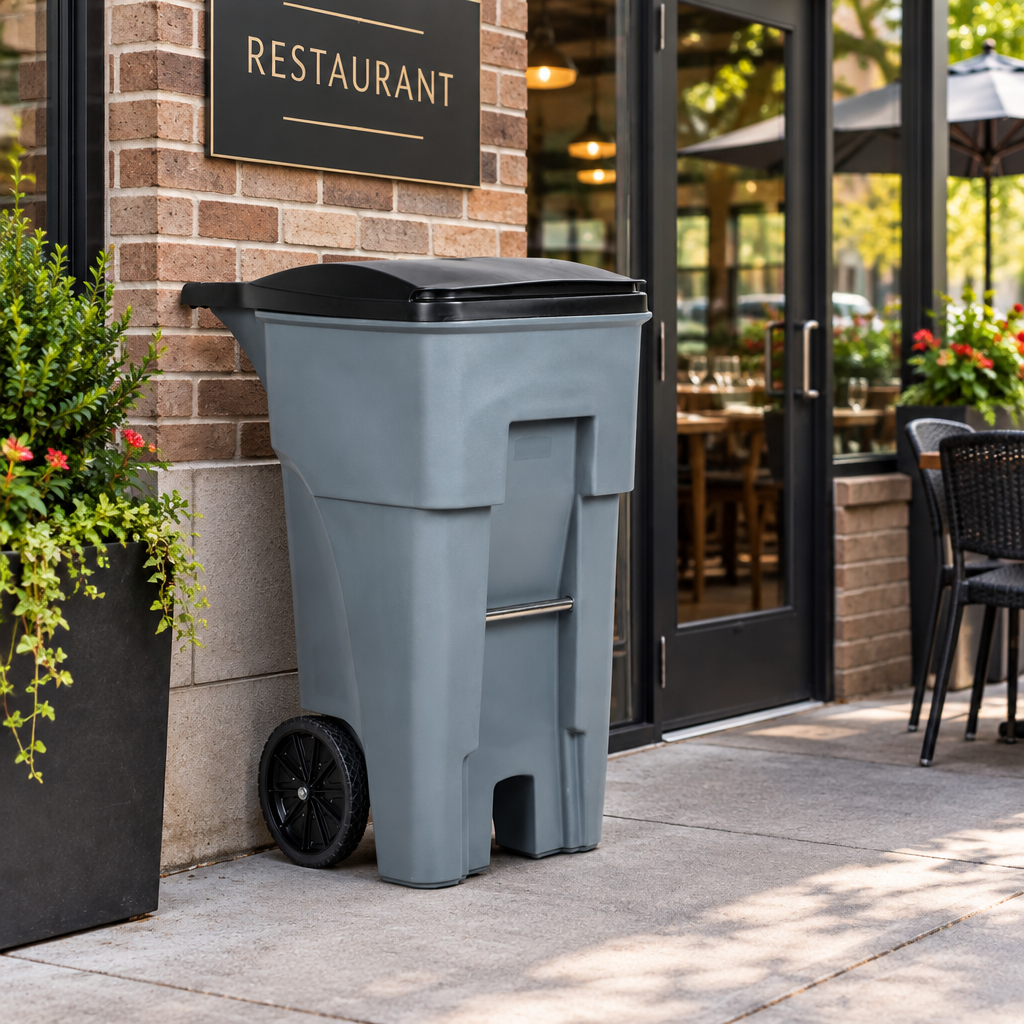 Rubbermaid 65 Gal Brute Gray Rectangular Trash Can with Lid FG9W2100GRAY