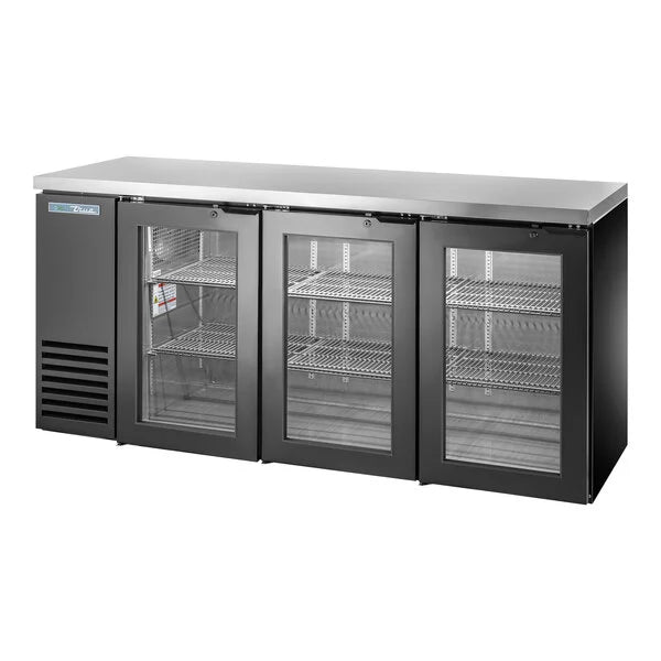 True 73" 3 Door Bar Back Cooler Glass TBB-24-72-3G-Z1-SFT-B-1