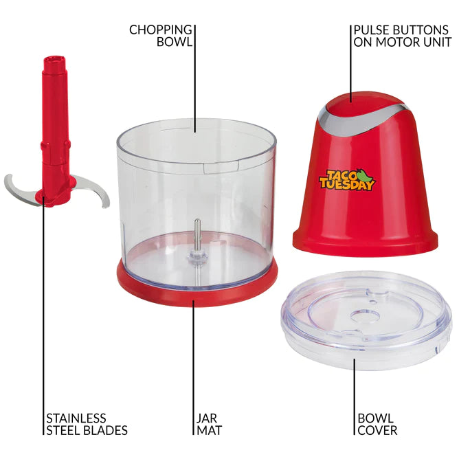 Nostalgia Taco Tuesday 2-Speed Salsa & Guacamole Chopper TTCHP2RD