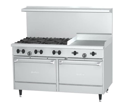 Garland SunFire X Series 60"  w/ 2 Ovens, 6 Open Burners & 24" Griddle - X60-6G24RR Natural Gas