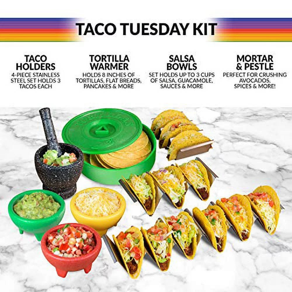 Taco Tuesday - Tteqm8rd Deluxe 6-Wedge Electric Quesadilla Maker with Extra Stuffing Latch - Red