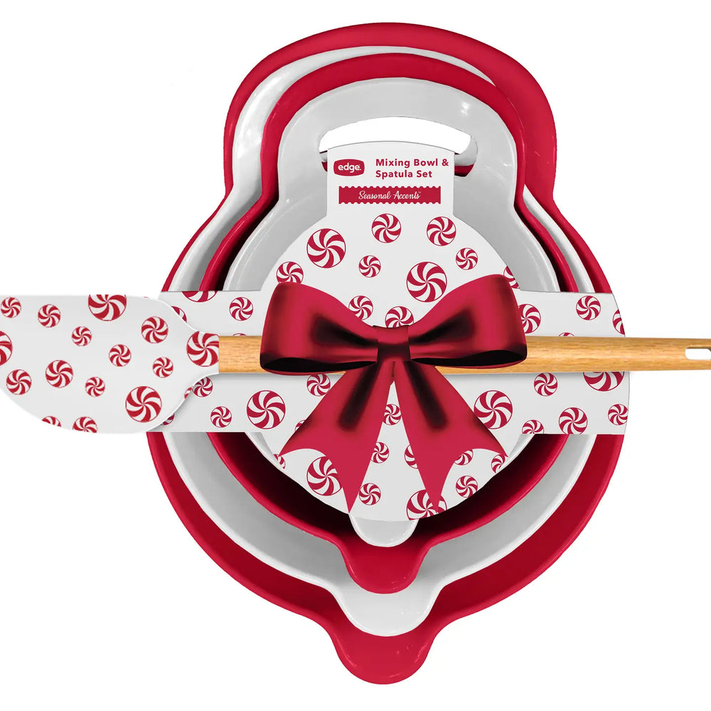 Edge Peppermint Mixing Bowl Set – 4-Piece Holiday Nesting Bowls SA10662-PSL