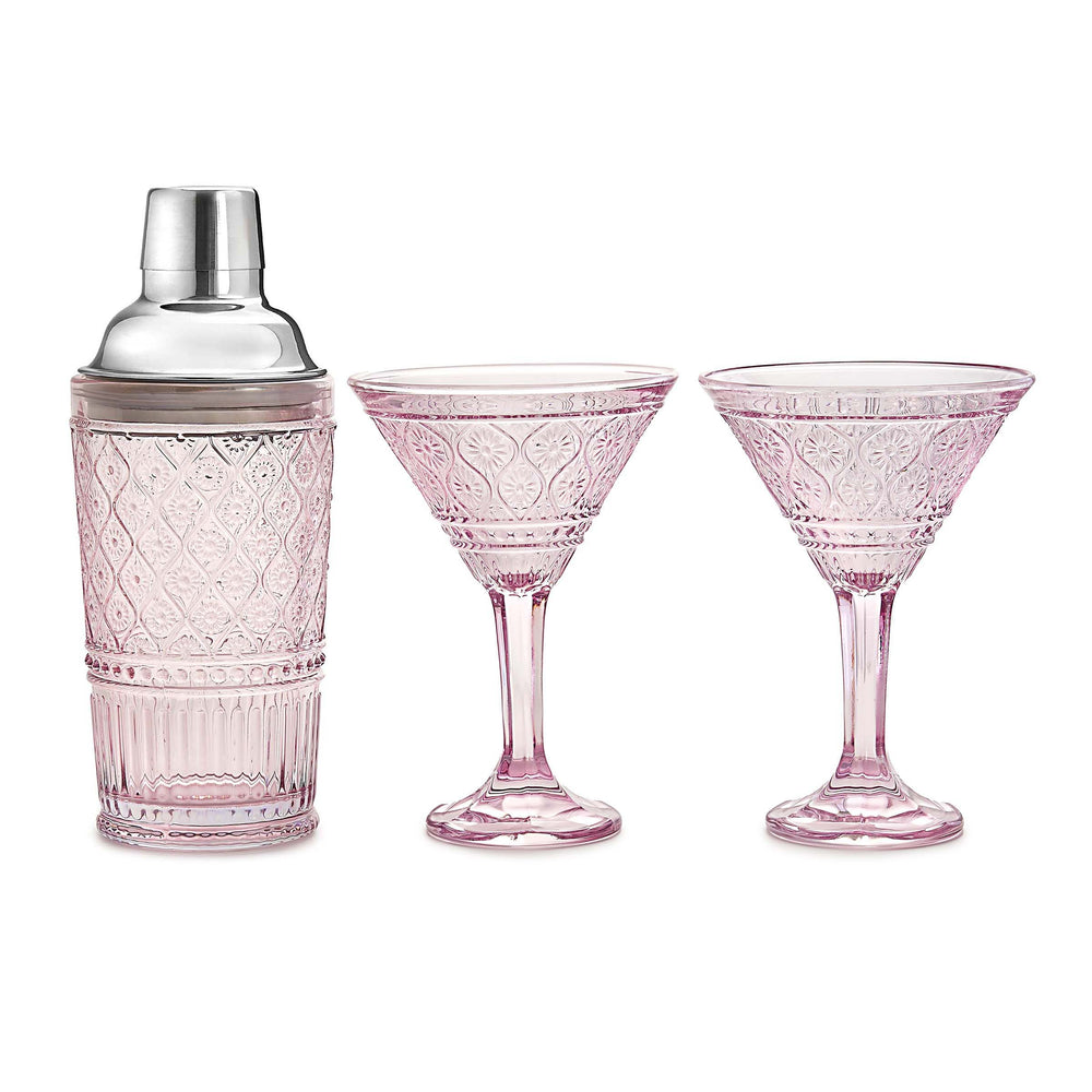 Godinger Claro Pink Cocktail Shaker & Martini Set R10-29636 R10-29636