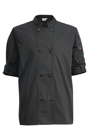 Winco Ventilated Black Large Chef Jacket UNF-12KL