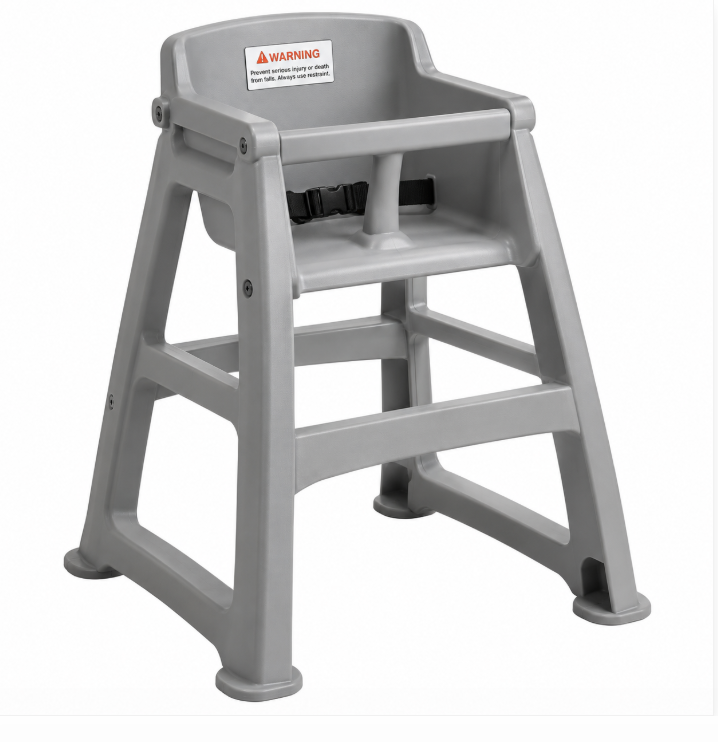 Rubbermaid® Platinum Sturdy Chair Restaurant High Chair with Wheels - Assembled FG780508PLAT