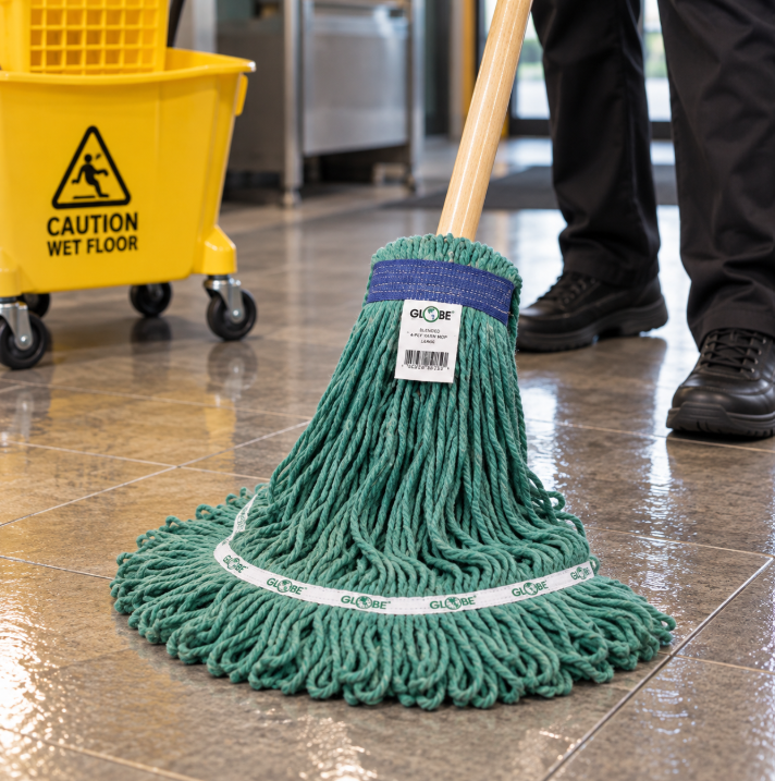 Globe  12 Oz Narrow Band Wet Green Looped End Mop 3012G