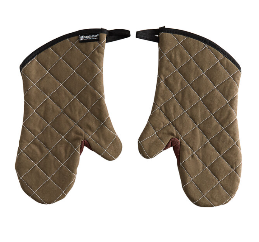 San Jamar 13"  Bestguard Ovenmitts Tan With Web Guard 800FG13