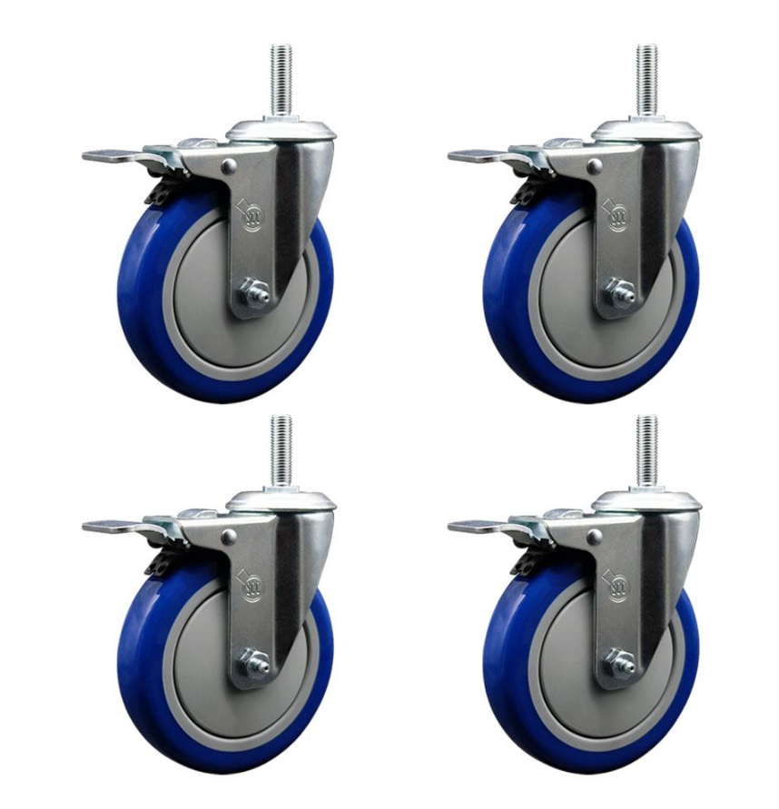 Focus 5" Heavy-Duty Polyurethane Threaded Casters – (Set of 4) FTCAST5
