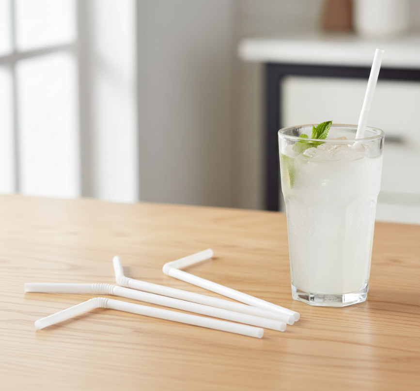 Globe Commercial White Compostable Folding Straws (Pack of 250) 6097