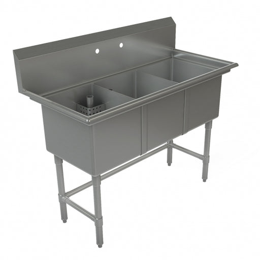Tarrison, Sink 3 Copmartment, 60"W x 27"D x 45"H overall size, 16GAUGE, Stainless Steel, CDS31816