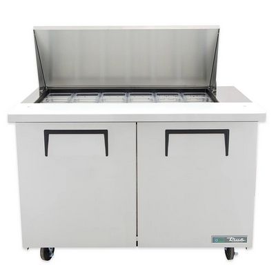 True 48" Two Section Stainless Steel Sandwich/Salad Prep Table w/ Refrigerated Base TSSU-48-18M-B-HC