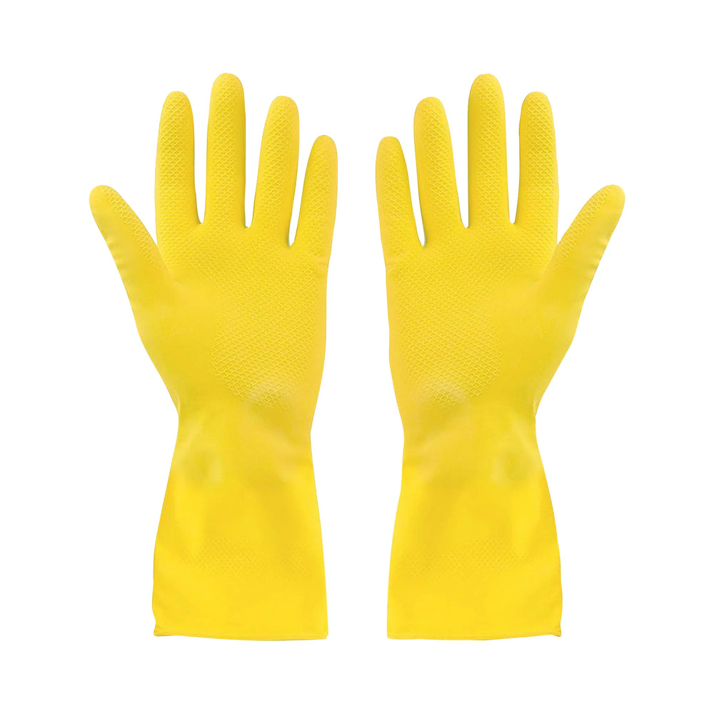 Globe Commercial - Rubber Gloves Yellow Flocklined LG 7771 - (1 Pair)