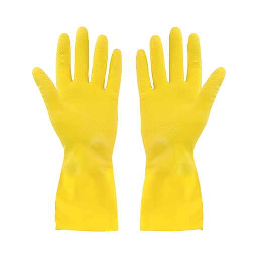 Globe Commercial - Rubber Gloves Yellow Flocklined LG 7771 - (1 Pair)
