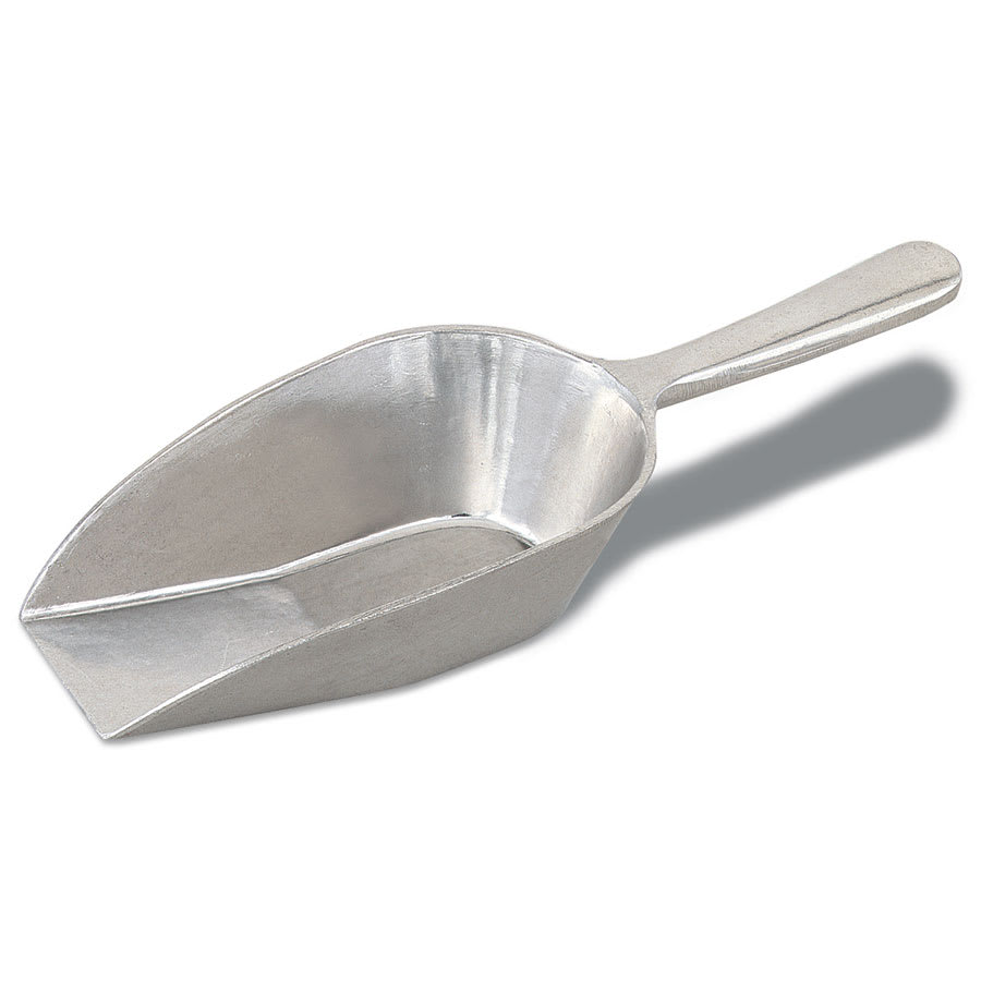 Browne 574252 4 oz Aluminum Flat Bottom Scoop 9 on white backgruond