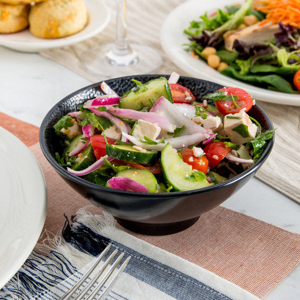 Oneida 13.5oz pedestal bowl black leather