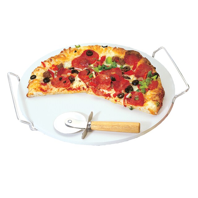 Fox Run Pizza Stone Set with Rack and Pizza Cutter 3914