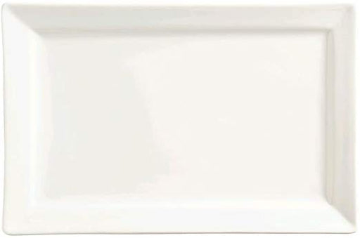 12" x 8" Ultra Bright White Wide Rim Rectangular Porcelain Plate