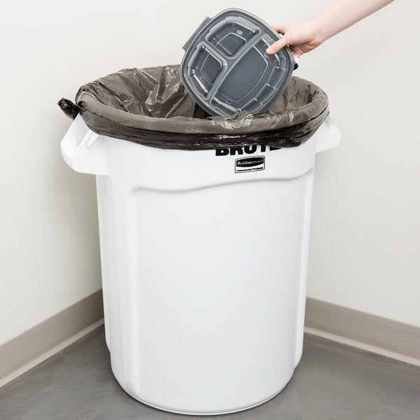 Vented BRUTE® 32 Gal White Garbage Container &/or Lid