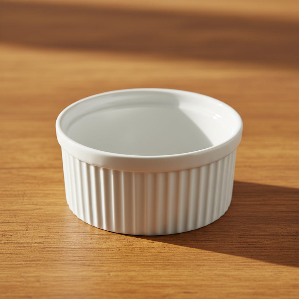 Browne - Ribbed Ramekin, 4.5 oz, White, Ceramic, 564021W - (Case of 12)