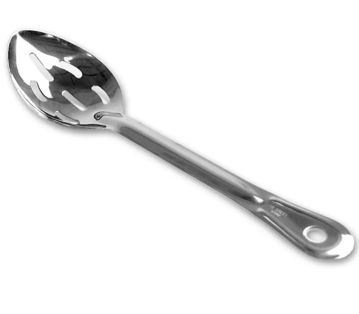 Browne 572113 11" Slotted Serving Spoon w/ Grooved Handle  on white background