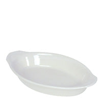 Browne 564012W 12 oz. Porcelain Oval Lasagna Baking Dish, White - 6 Case on white background